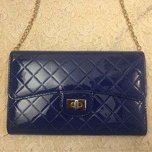 Blue Purse with Golden Chain